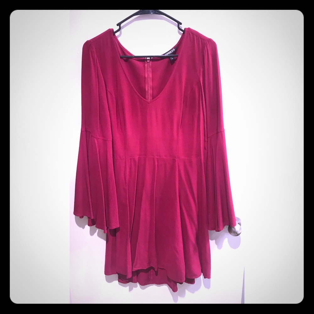 Express Bell Sleeved Fit and Flare Dress